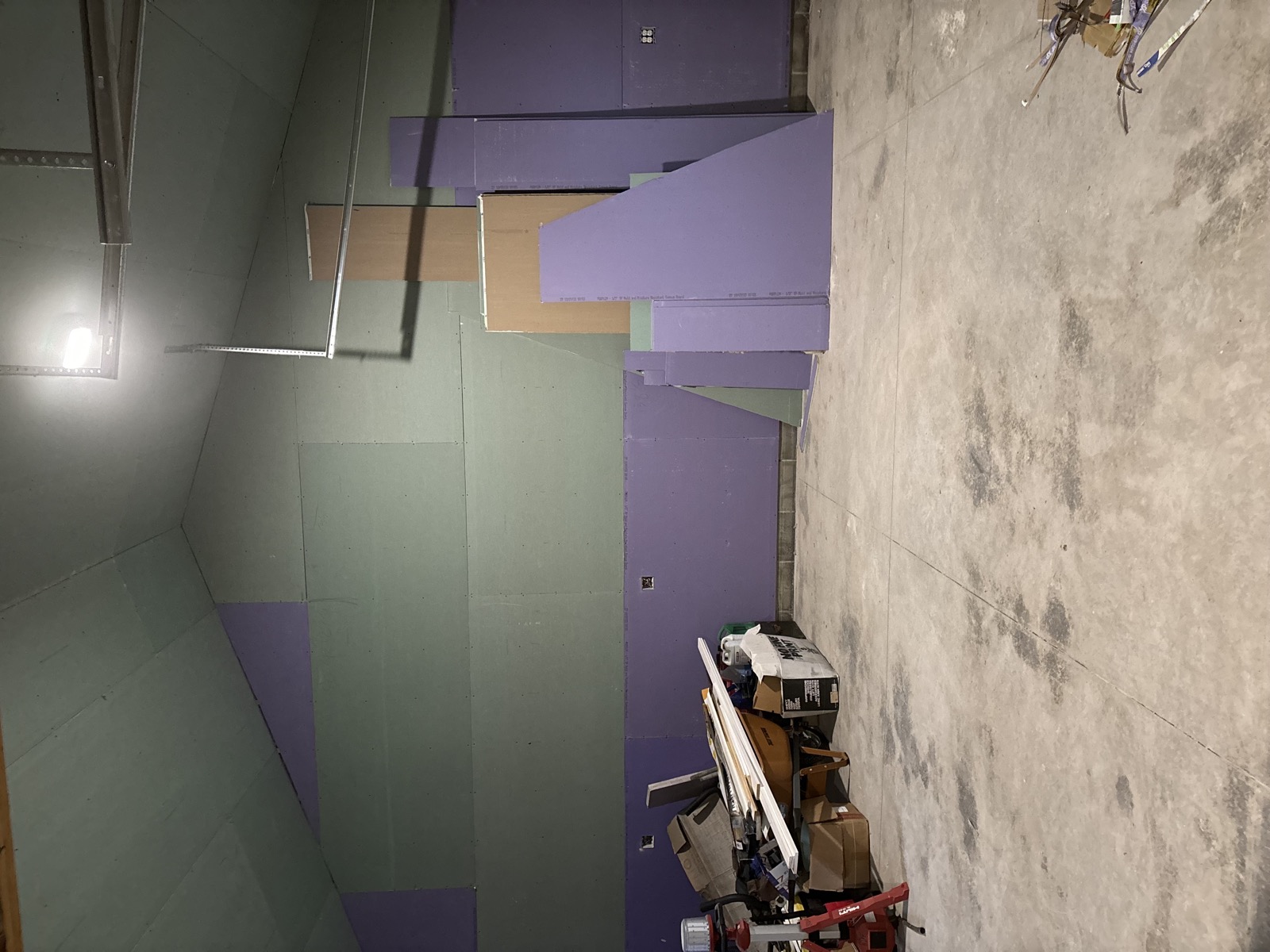 Drywall installation in progress