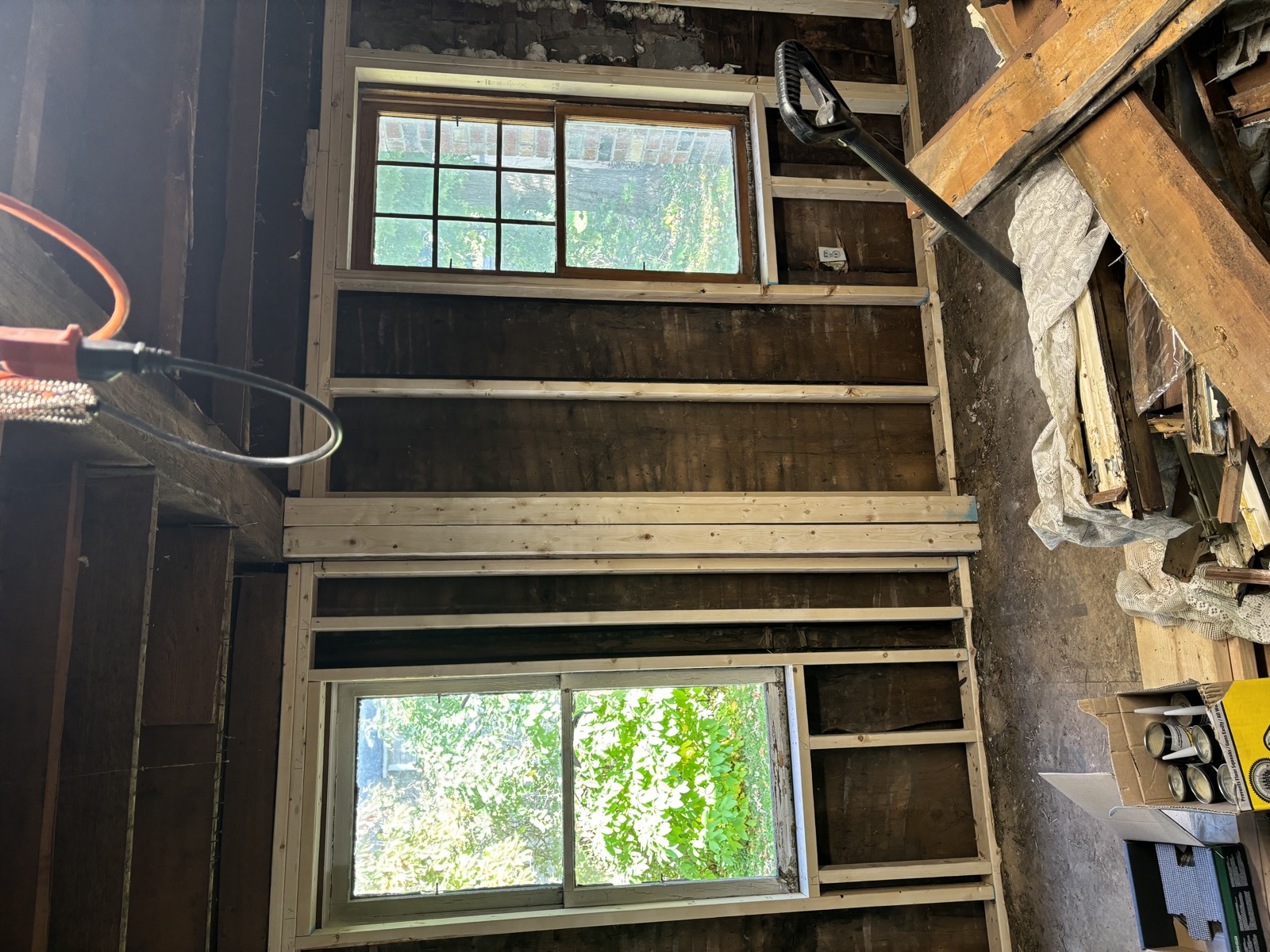 Interior gut renovation framing