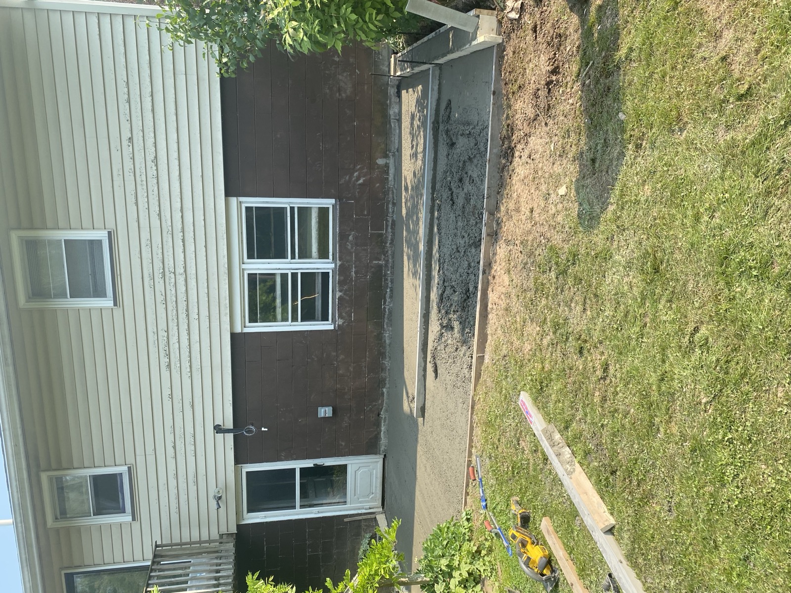 Freshly poured concrete patio