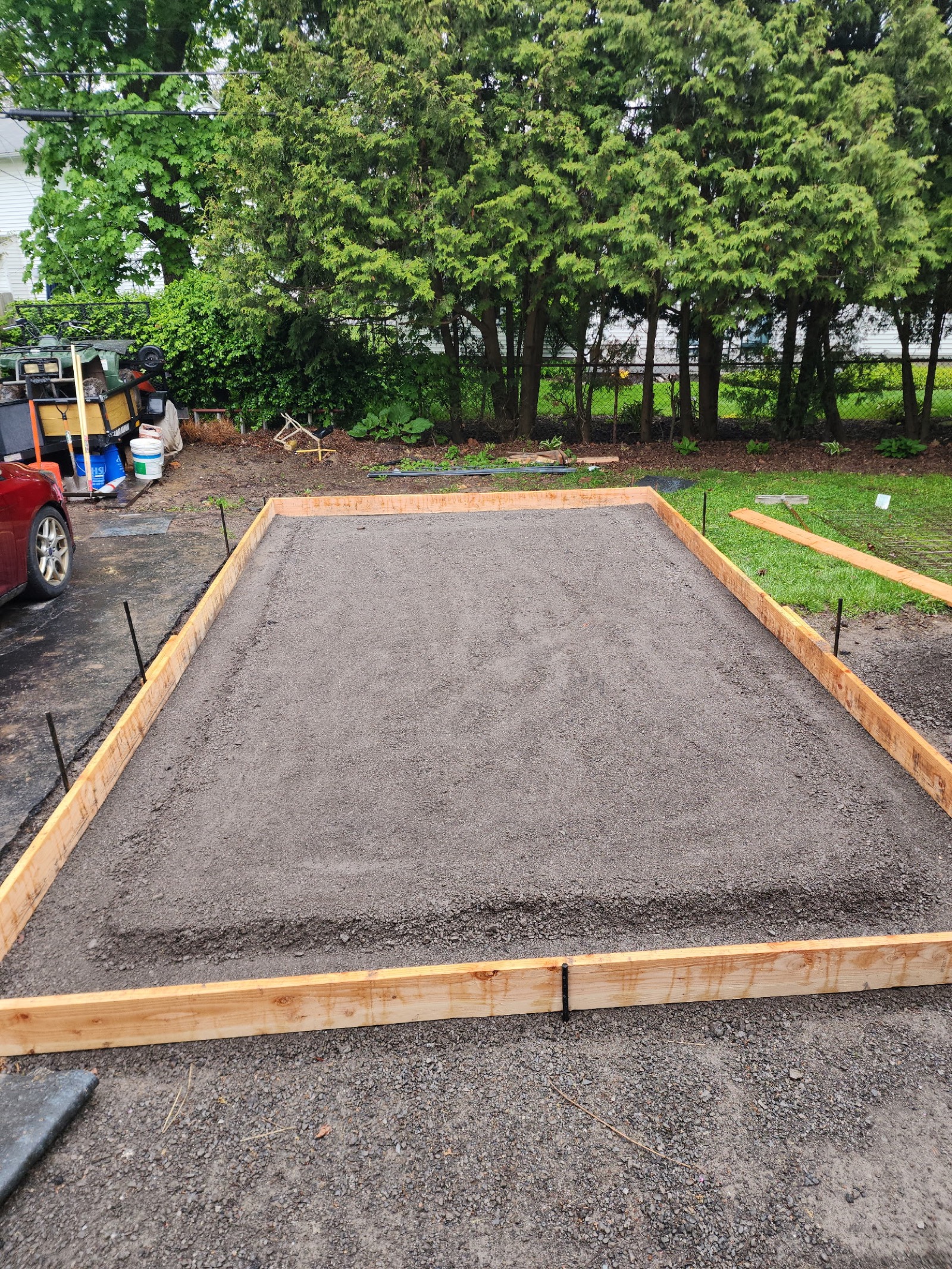 Concrete patio slab preparation